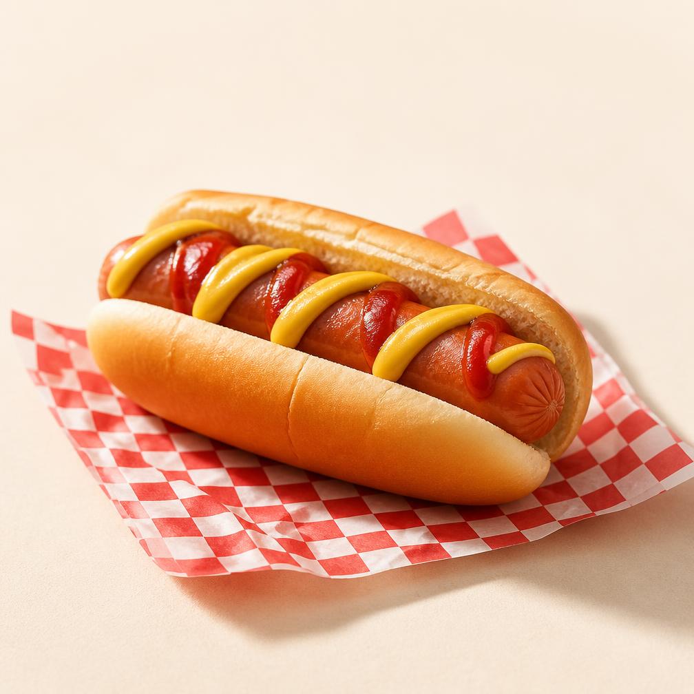Classic hot dog with mustard