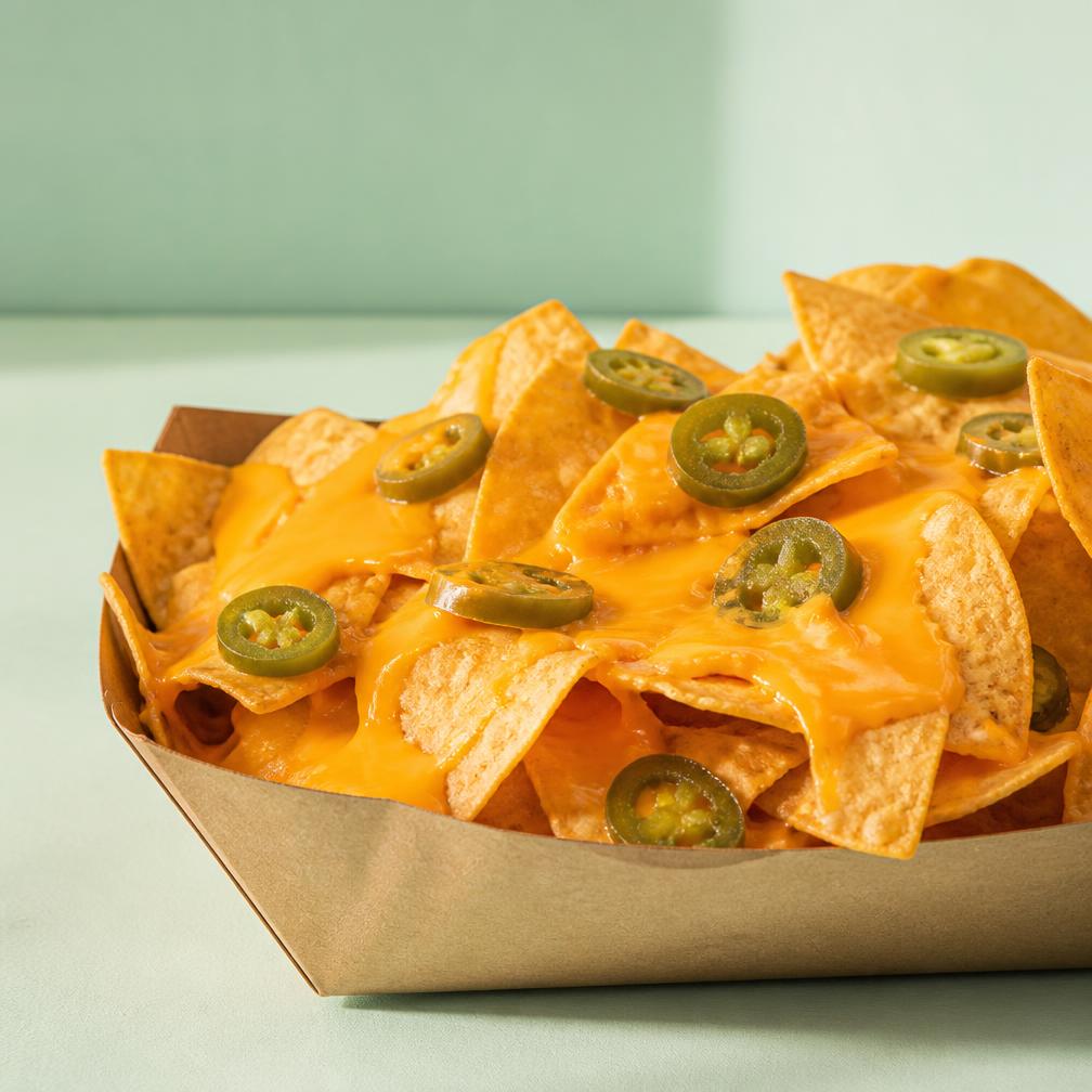 Loaded nachos with cheese and jalapeños